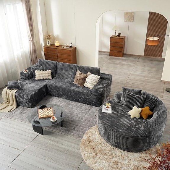 164-Inch Modular Cloud Sofa with Round Chair