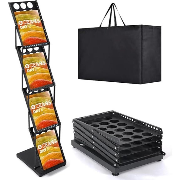 Literature Catalog Rack with Pockets and Carry Bag