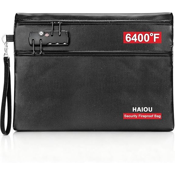 Fireproof Document Bag with Lock and Waterproof Feature