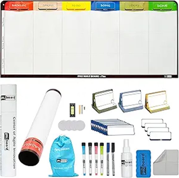 PMXBOARD 6-Column Magnetic Kanban & Scrum Board Kit