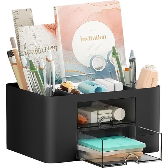 Marbrasse Pen Organizer with 2 Drawers and Compartments