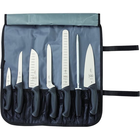 Mercer Culinary Millennia 8-Piece Knife Roll Set Black Handles