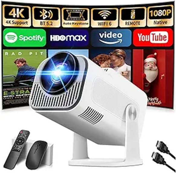 Upgraded Mini 4K Projector with WiFi & Bluetooth