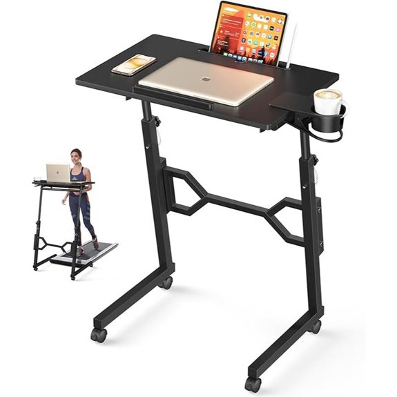 Portable Rolling Height-Adjustable Treadmill Desk