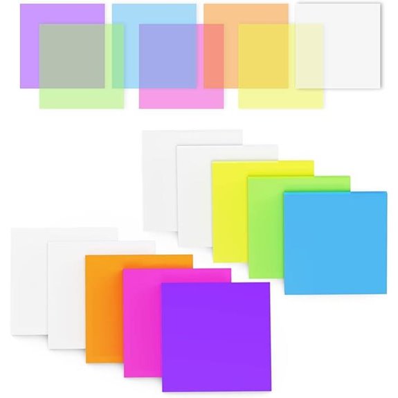 MIUTME Transparent Sticky Notes 500 Pcs 7 Colors