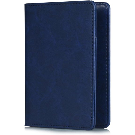 navy rfid leather passport