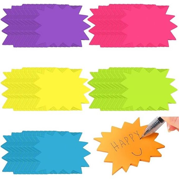Crtiin 1200 Sheets Neon Starburst Sticky Notes