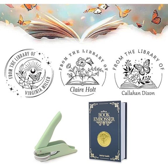Butterfly Book Embosser with Personalized Library Stamp