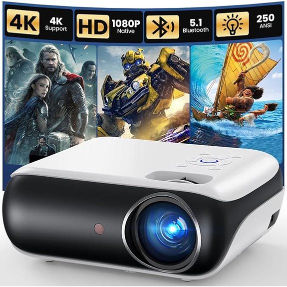 HAPPRUN 1080P Bluetooth Portable Outdoor Mini Projector