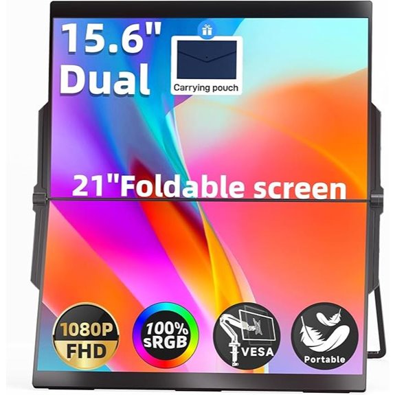 Ingnok Dual Portable Monitor 15.6 FHD Foldable Screen