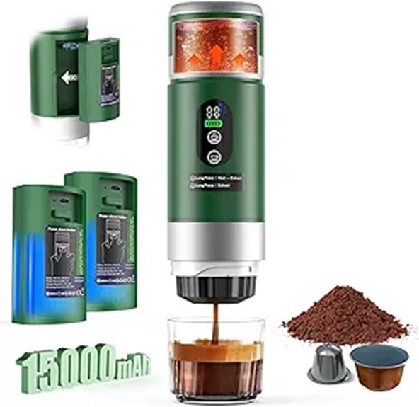 Portable 20 Bar Espresso Machine with Removable Battery