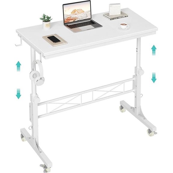 Portable White Treadmill Desk with Adjustable Height