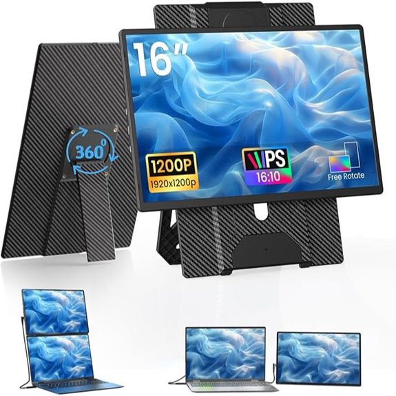 Portable 16 Dual Monitor with Rotating Stand
