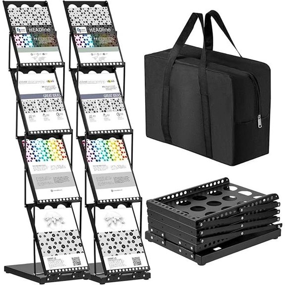 Tatuo Foldable Metal Magazine Rack with Carrying Bag