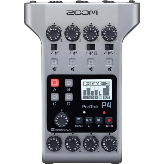 Zoom PodTrak P4 Podcast Recorder with Microphone Inputs