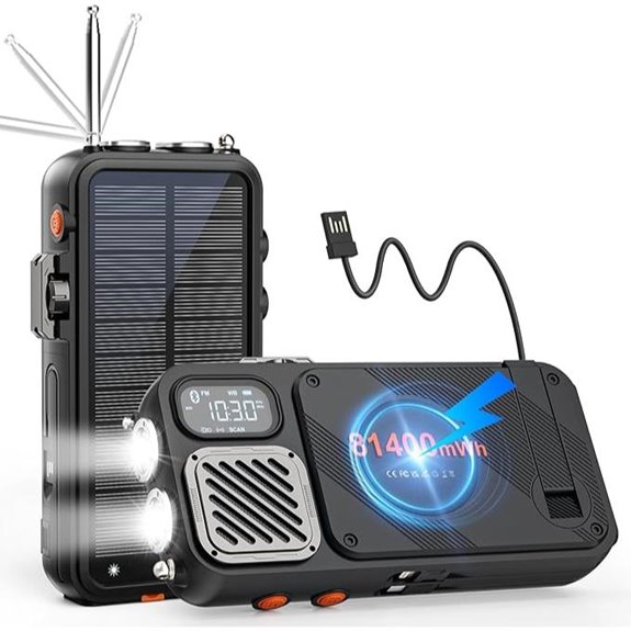 Emergency Solar Power Bank with Radio and Flashlight