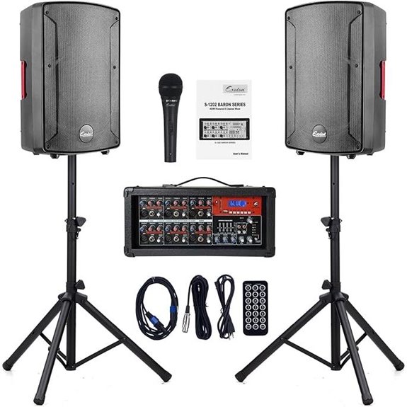 EXOTON 12-Inch 2000W Bluetooth PA System Set