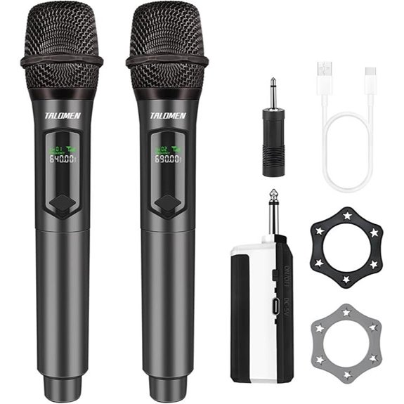 Wireless Microphone Set with Rechargeable Receiver