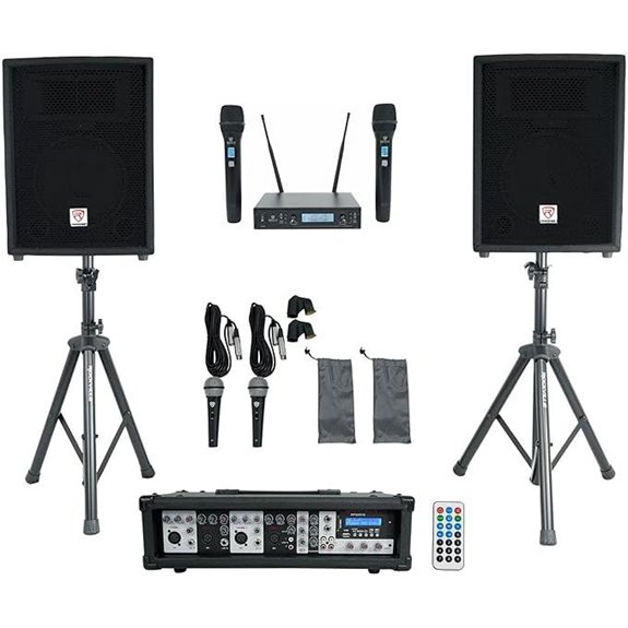 Rockville RPG2X10 Bluetooth Mixer with Speakers and Mic