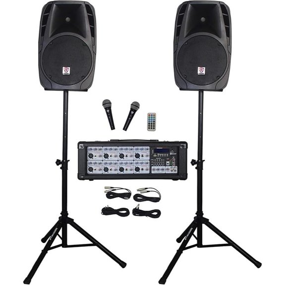 Rockville RPG2X12 DJ PA Speakers & Mixer Bundle