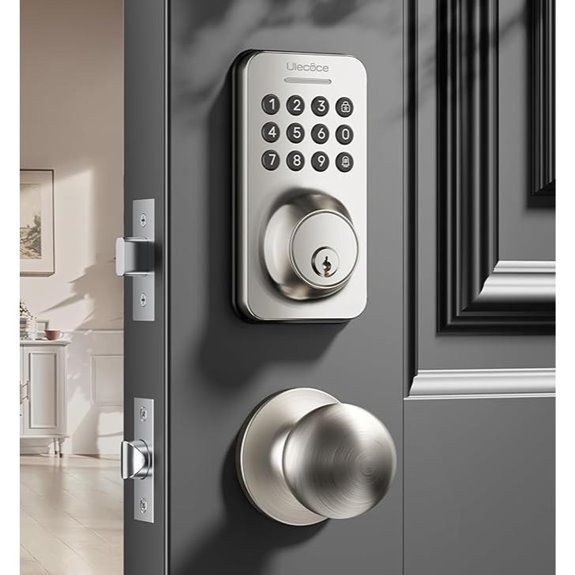 Keyless Entry Deadbolt Set with Handle Satin Nickel