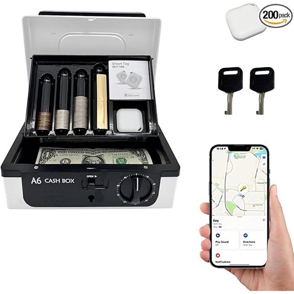 Cash Box with Lock and Tray for Cash Storage