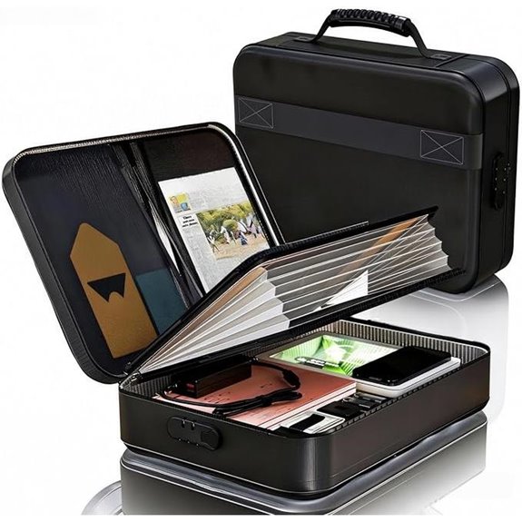 Fireproof Document Box with Lock & Waterproof Zipper
