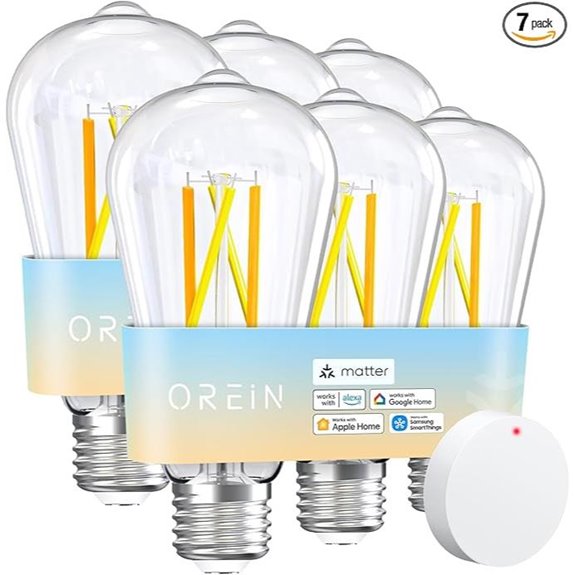 OREiN Smart Edison Bulb 6-Pack with Remote Control