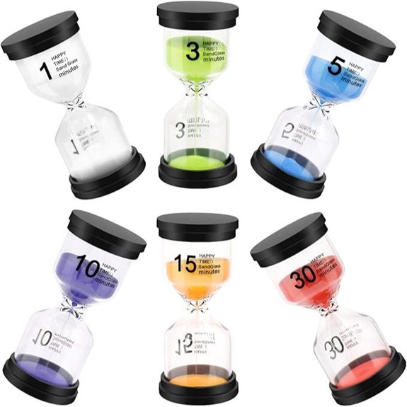 Colorful Sand Timer Set (6 Pack) for Classroom/Home