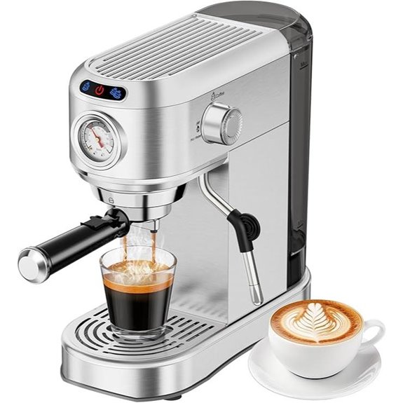 Compact 20-Bar Stainless Steel Espresso Machine with Frother