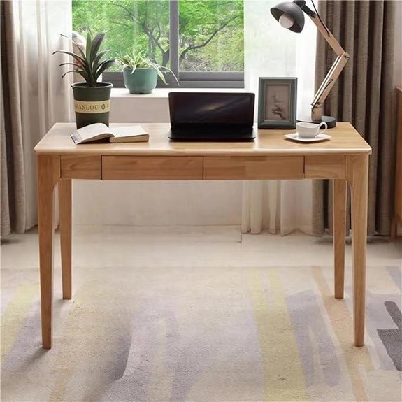 Solid Wood Small Desk with Drawers for Home Office