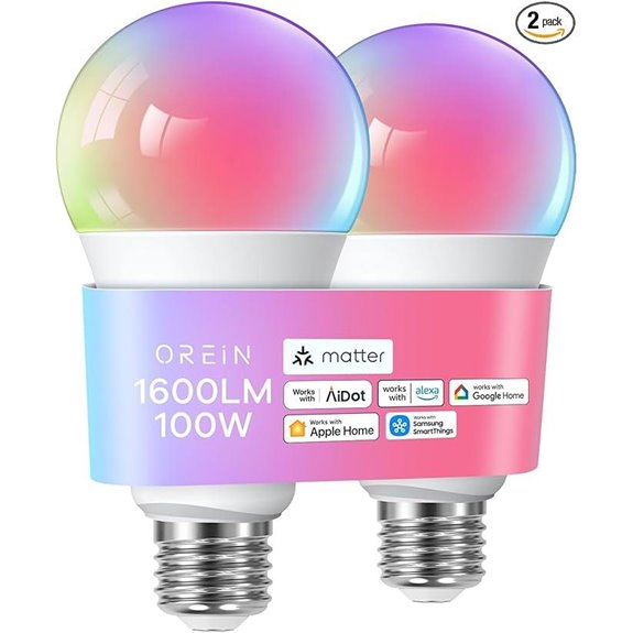 OREiN Smart Color Light Bulbs 2-Pack