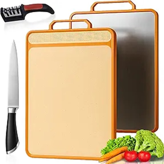 KYNATE Stainless Steel & Wheat Straw Cutting Board Set