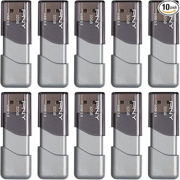 PNY 32GB Turbo Attaché 3 USB 3.0 Flash Drive Silver (Pack of 10)