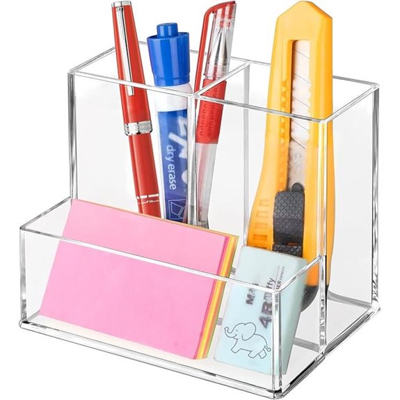 Acrylic Pen Holder with 3 Compartments