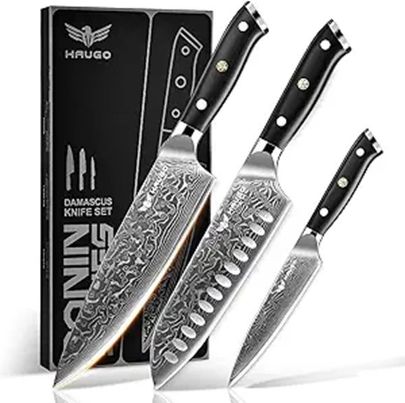 Haugo Damascus Chef Knife Set (3 Pieces)