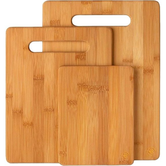 Bamboo Cutting Board Set (3 Sizes) for Kitchen Food Prep