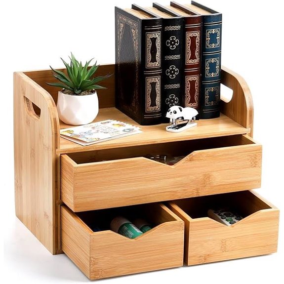 Hacaroa 3-Tier Bamboo Desktop Organizer with Drawers
