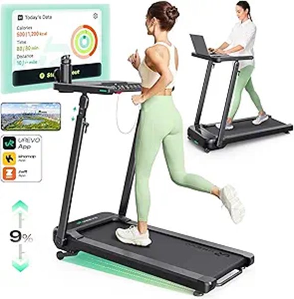 UREVO Treadmill with Standing Desk and HIIT Programs
