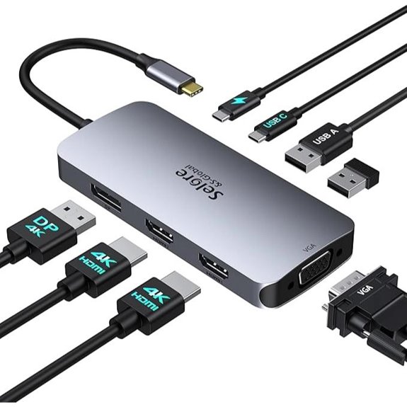 USB C Docking Station with 3 Monitors and 100W Power