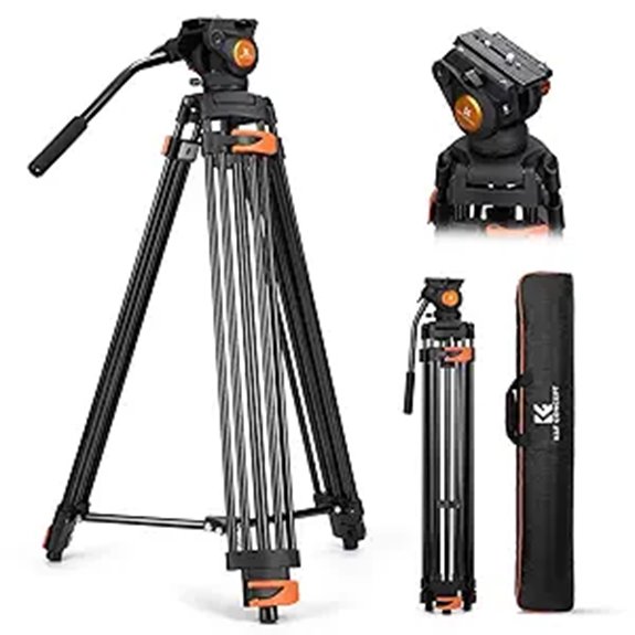 K&F Concept 80 Video Tripod with Fluid Head