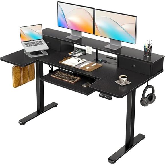 OffiGo U-Shaped Electric Standing Desk with Drawers