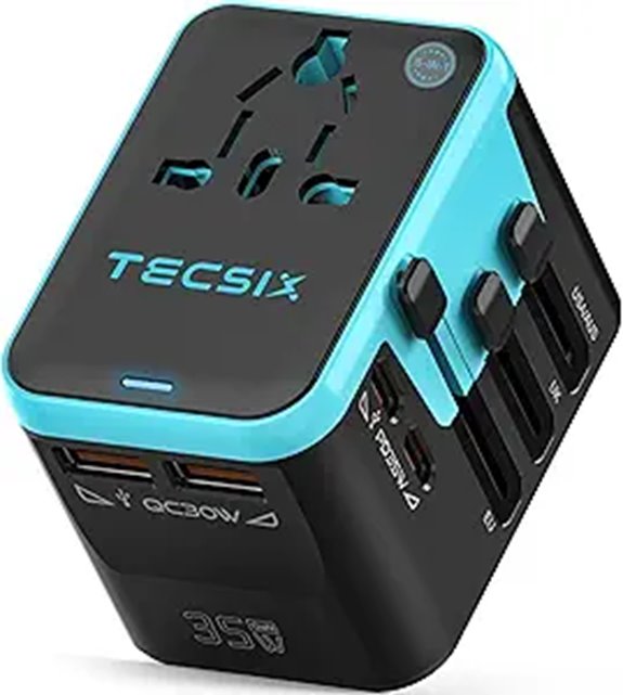 TECSIX Universal Travel Adapter with USB-C & USB-A