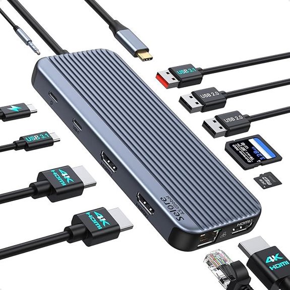 USB C Docking Station with 3 HDMI & 12-in-1 Features