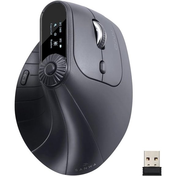 SANWA Ergonomic Vertical Mouse with LED Screen