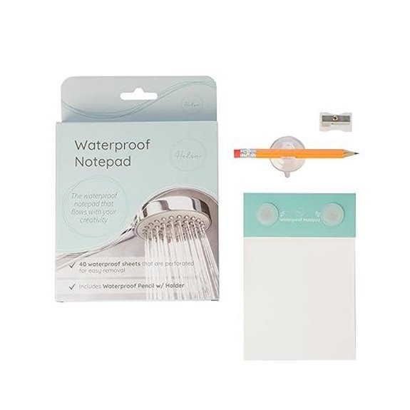 Halsa Waterproof Shower Notepad with Pencil & Sharpener