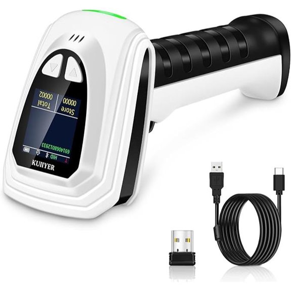 KUIIYER Wireless Barcode Scanner with LCD & Voice