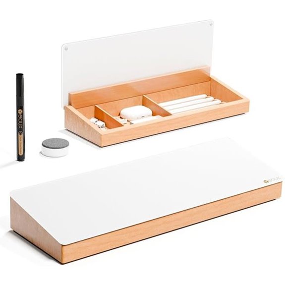Yeoux Whiteboard with Wood Organizer and Accessories