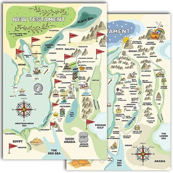 Bible Story Map Poster Set 16x24 Unframed