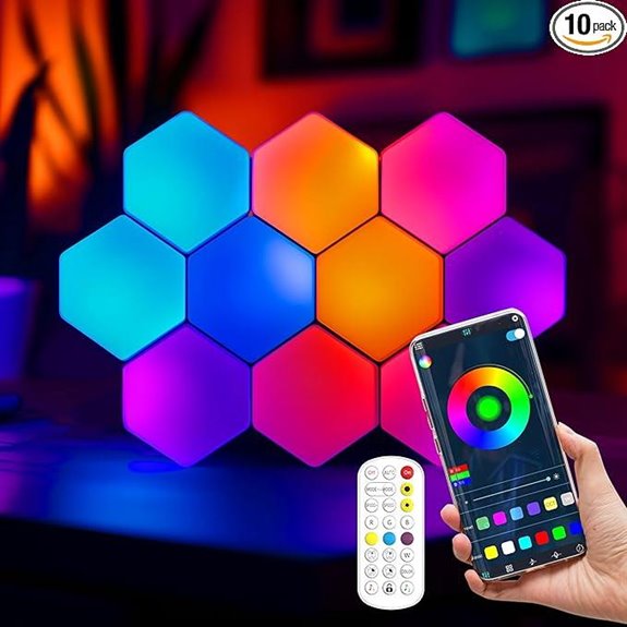 10Pcs RGB Hexagon LED Wall Lights with APP